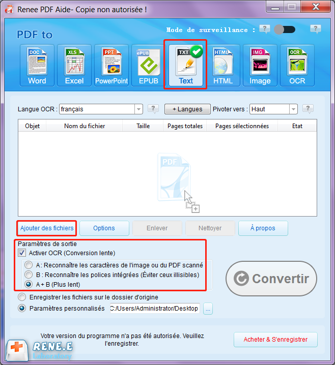 convertir un fichier PDF en Texte via Renee PDF Aide