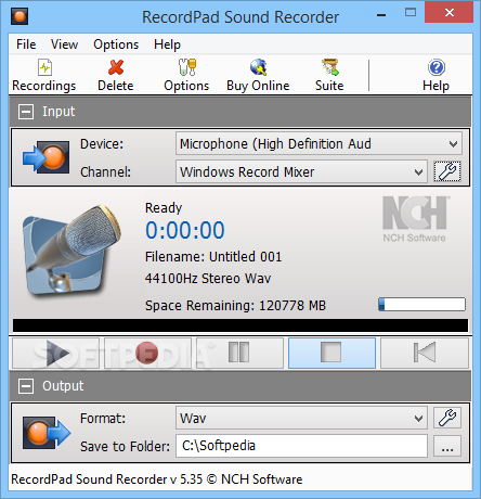 logiciel d'enregistrement audio RecordPad