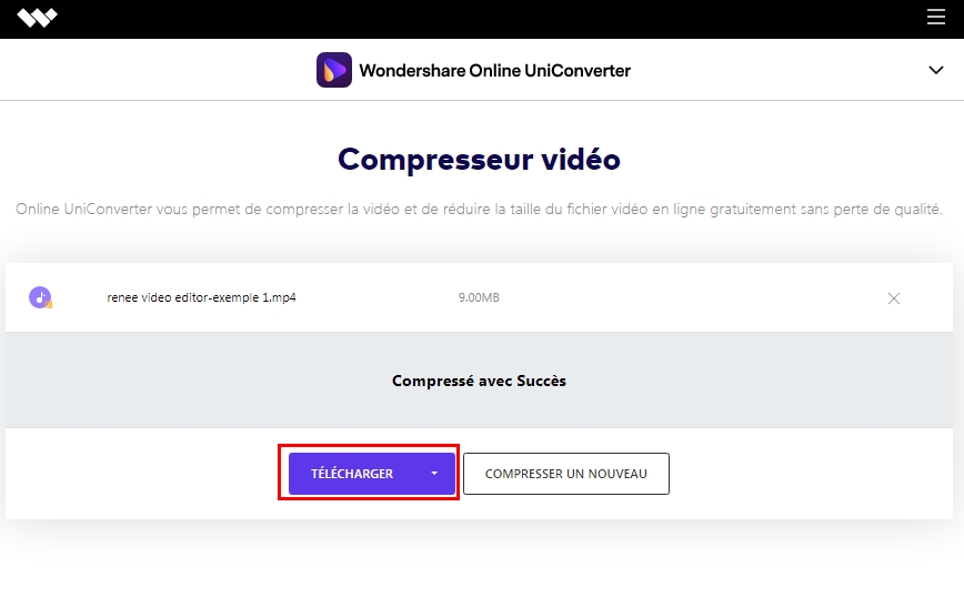 télécharger la vidéo compressée