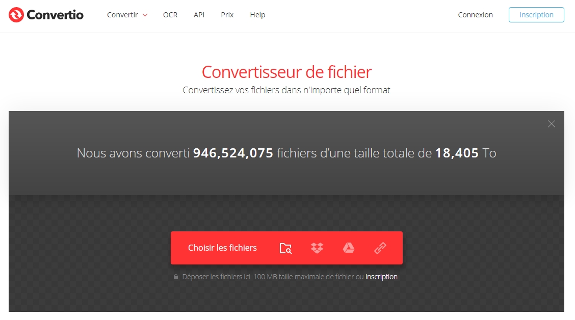 convertir le format vidéo sur le site Convertio