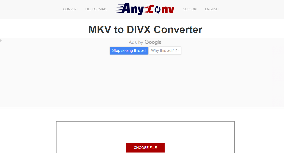 convertir MKV en DIVX sur le site AnyConv