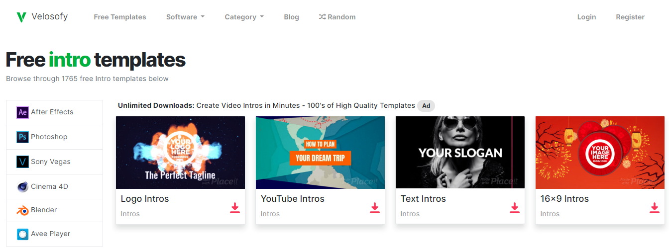 site de téléchargement d'intro video Velosofy