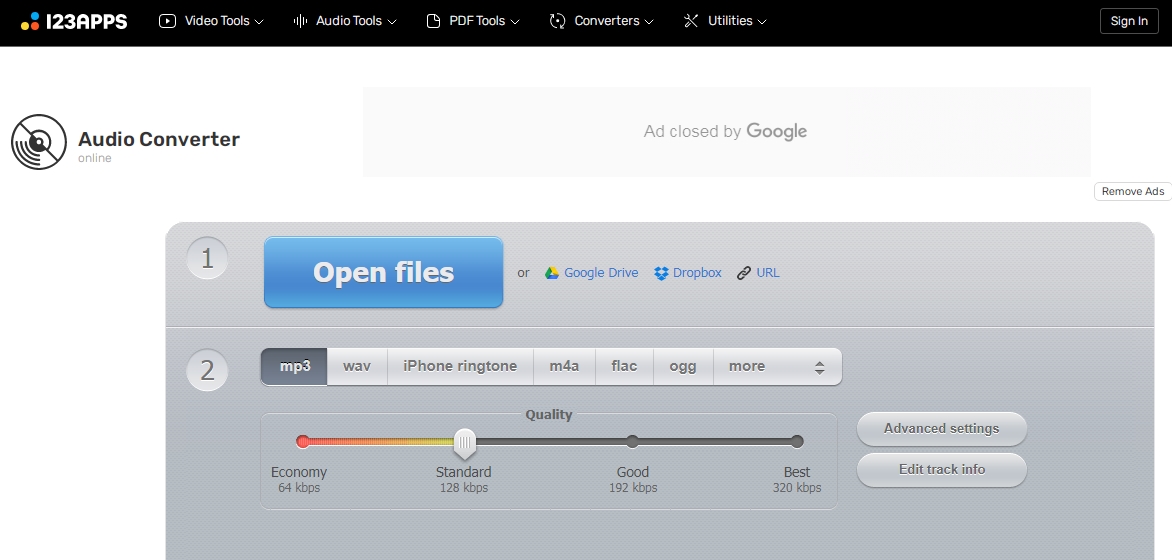 convertir une vidéo en MP3 sur le site Online Audio Converter