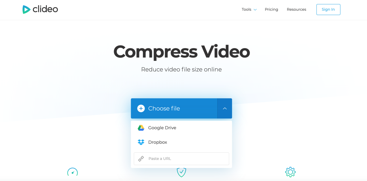 compresser une vidéo sur le site Clideo