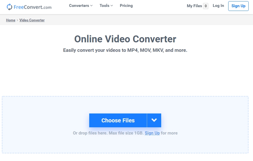 convertir le format vidéo sur le site FreeCovnert