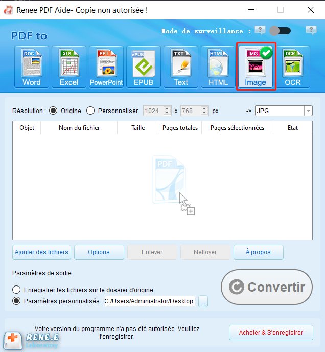 convertir le fichier PDF en image avec Renee PDF Aide