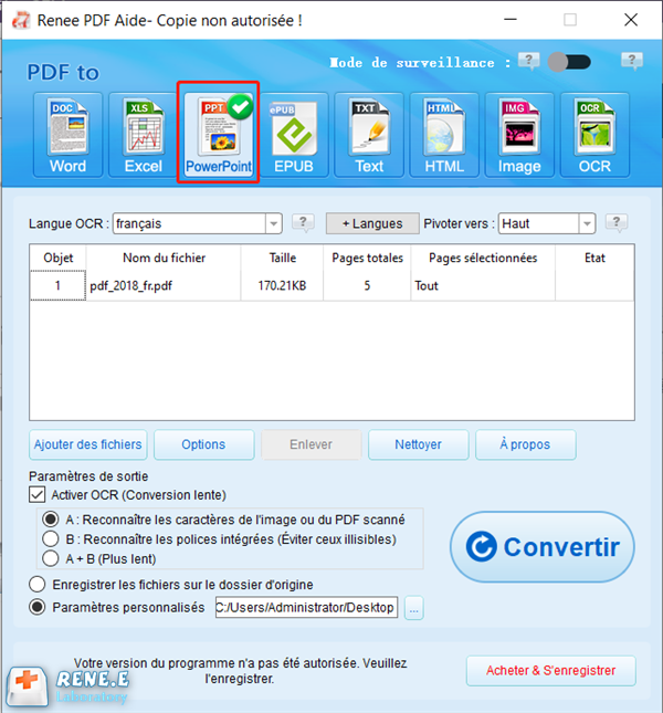 convertir le fichier PDF en PPT