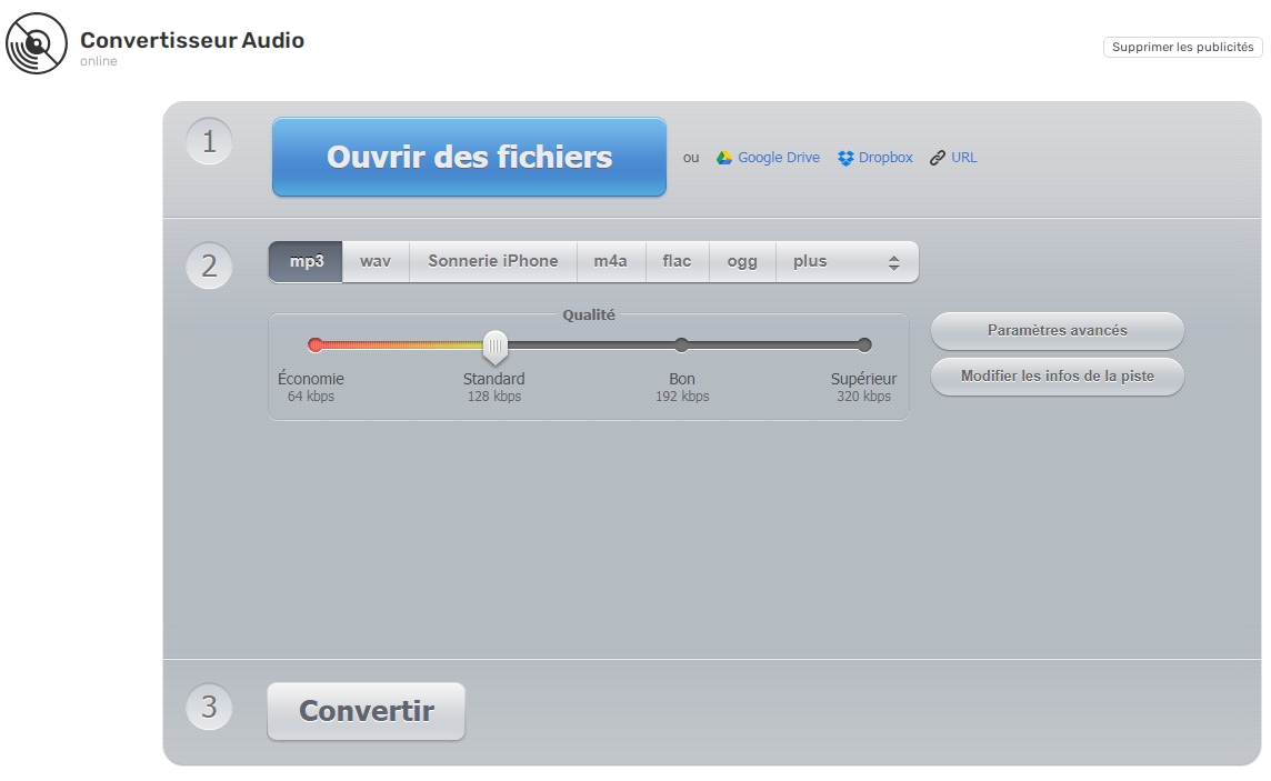 convertir un fichier vidéo en audio sur le site Online Audio Converter