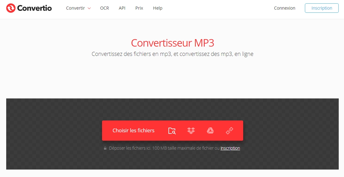 convertir une vidéo Facebook en MP3 sur le site Convertio