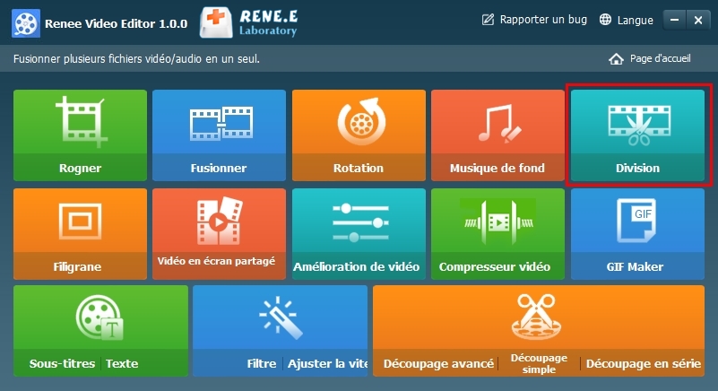 fonction de division de Renee Video Editor