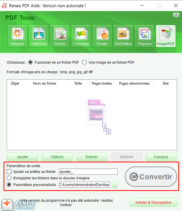 configurer les paramètres de sortie