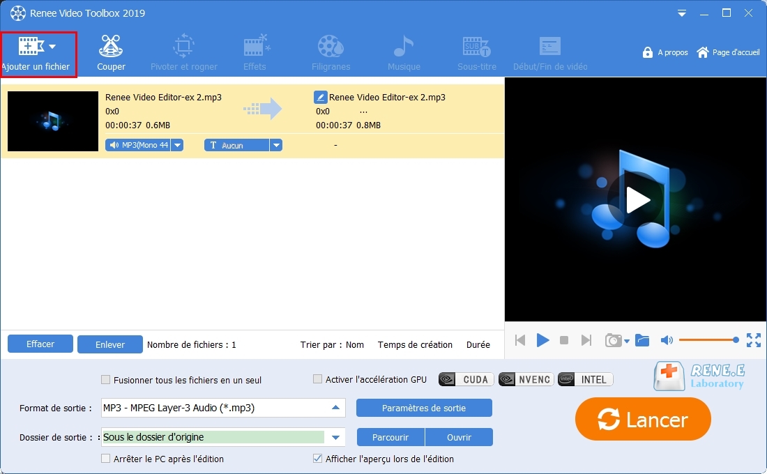 ajouter le fichier audio dans Renee Video Editor Pro