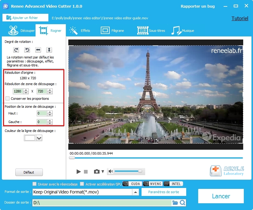 rogner une vidéo avec Renee Video Editor