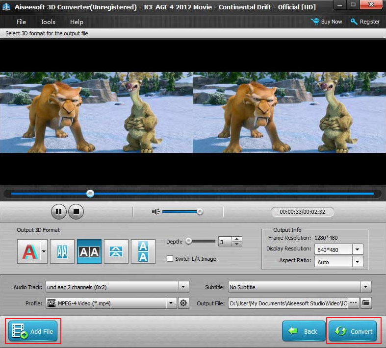 convertir la vidéo 2D en 3D avec Aiseesoft 3D Converter