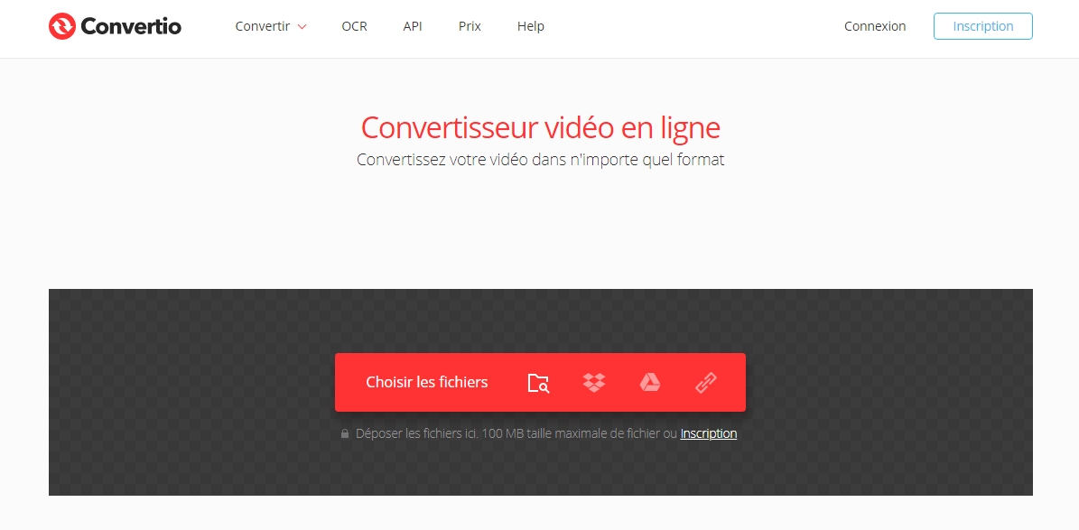 convertir le fichier vidéo sur le site Convertio