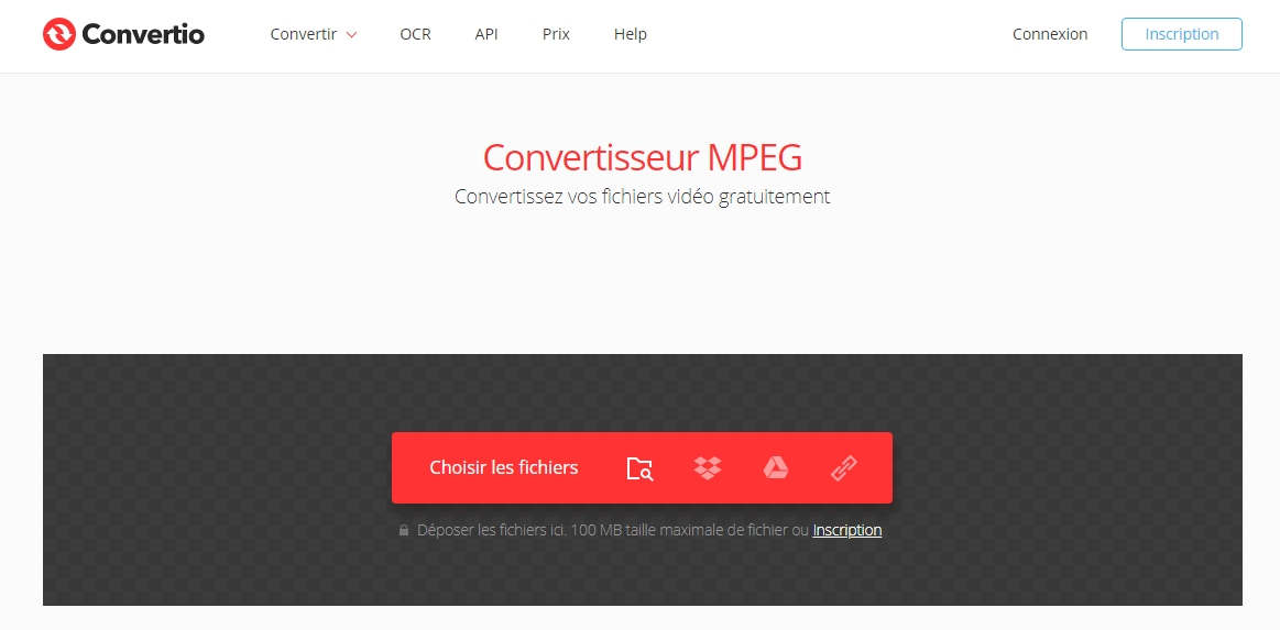 convertir MOV en MPEG sur le site Convertio