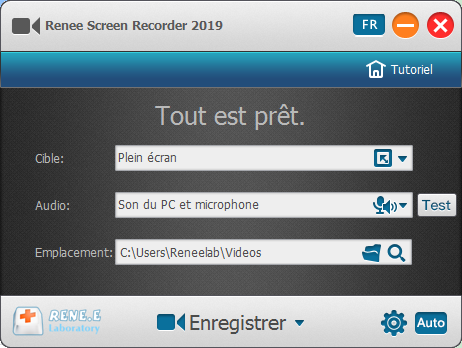 définir les paramètres pour l'enregistrement