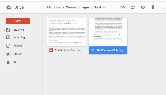 Google Docs pour extraire le texte