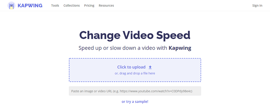 Kapwing pour modifier la vitesse de lecture